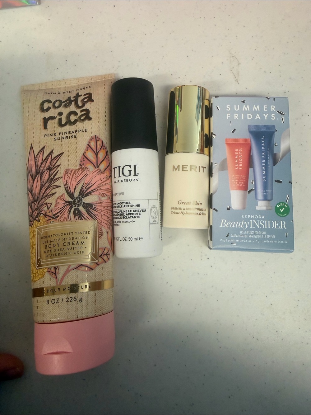 BATH&BODY WORKS LOTION, TIGI HAIR OIL, MERIT PRIMER AND SUMMER FRIDAYS #9
